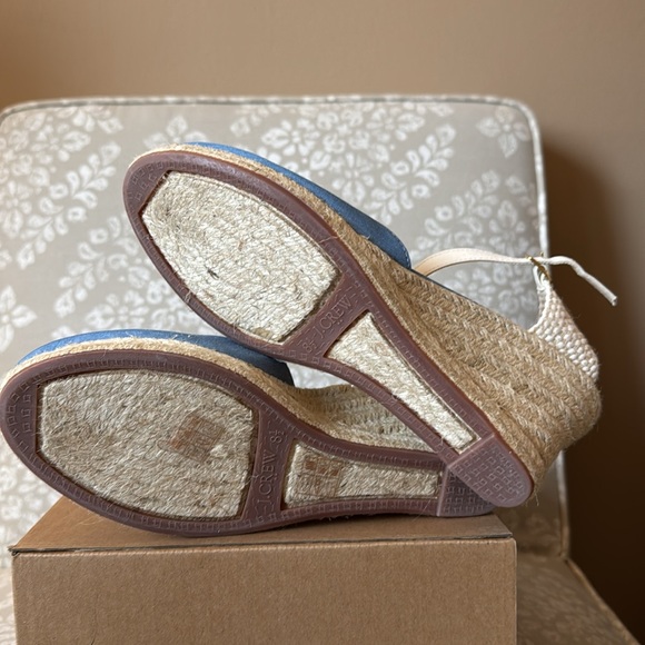 New J Crew Factory Chambray Blue Espadrille wedge Sandals size 8.5 - Picture 4 of 5